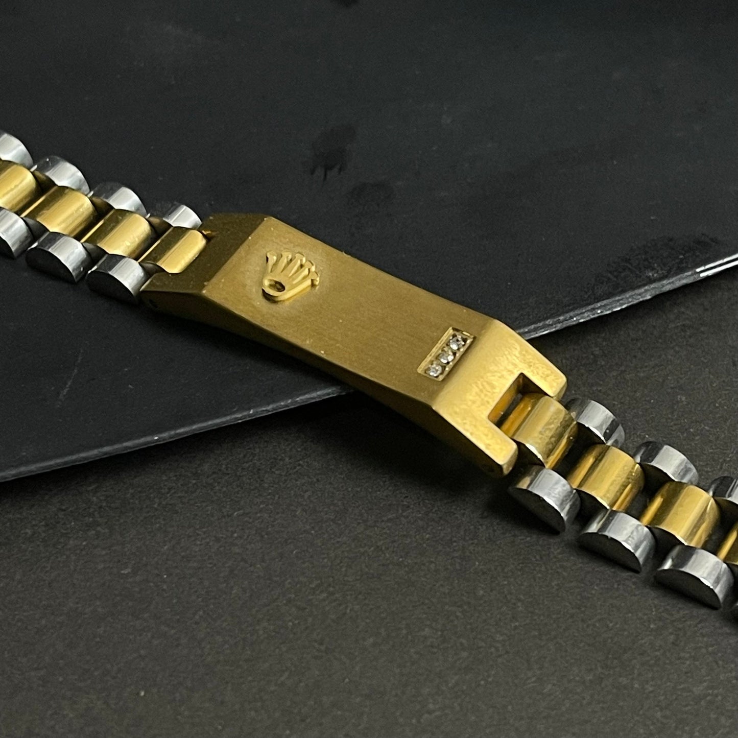 Rolex Luxury Golden Silver Crown Bracelet