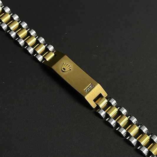 Rolex Luxury Golden Silver Crown Bracelet