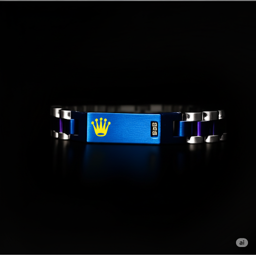 Rolex Luxury Blue Silver Crown Bracelet