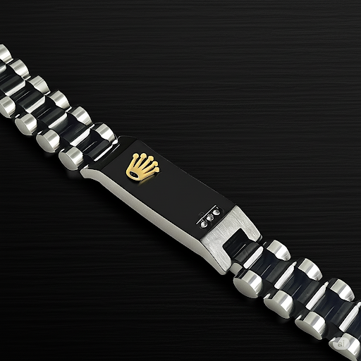 Rolex Luxury Black Silver Crown Bracelet