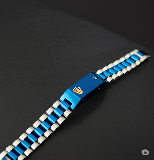 Rolex Luxury Blue Silver Crown Bracelet